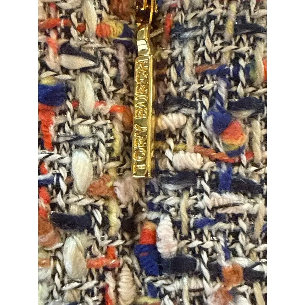 Tory Burch Navy Multi Tweed Sheath Dress Size 14